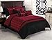 Chezmoi Collection Dynasty Black Red Jacquard 7-Piece Comforter Set, California King
