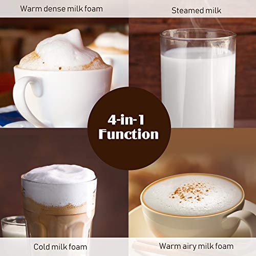 Milk Frother, Electric Milk Frother and Steamer, Large Capacity 4 in 1 Automatic Foam Maker for Hot & Cold Milk Foam, Stainless Steel Coffee Frother for Cappuccino, Latte, Hot Chocolate, 120 V - Thumbnail 3