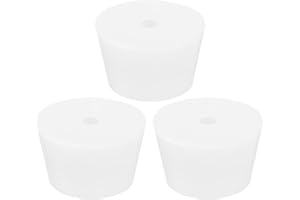 MECCANIXITY Silicone Rubber Tapered Plug 42mm to 52mm Solid Test Tubes Bungs Stopper with Hole White for Lab Home 3 Pieces
