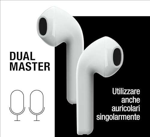 Twins Core, True Wireless Auricolare Bluetooth Cuffie con Assistente vocale, Controllo Touch e Microfono incorporato, 30 ore di riproduzione (Ice Grey)