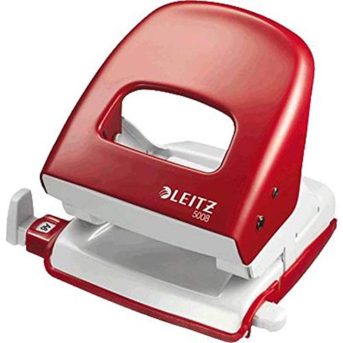 Leitz 30 Sheet Red Ergonomically Designed Hole Punch with Guide Bar