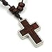HZMAN Olive Wood Russian Orthodox Cross Pendant Hemp Cord Necklace, NIKA, ICKC