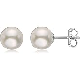 .925 Sterling Silver AAA+ Akoya Cultured Pearl Classic Solitaire Stud Earrings - Choice of Pearl Size
