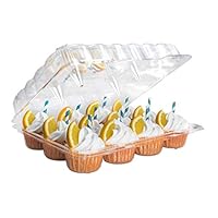 Katgely Dozen Cupcake Containers - Case of 100 - Cupcake Holder Carrier - BPA Free Clear Plastic