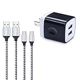 Wall Charger, Charging Block, FiveBox 2.1A Dual Port Phone Charger Box Base USB Wall Charger Cube Brick Plug With 2-Pack 6ft Micro USB Cable Android Charger Cord For Samsung Galaxy S6/S7 Edge J3 J7 LG