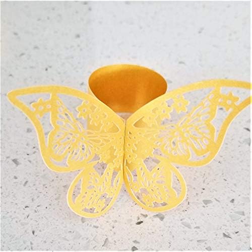 The Crafty Owl Gold, Silver, Blue,Purple, Aqua or Wedding White Laser Cut Paper Butterfly Napkin Rings Wedding/Engagement/Birthday Party Table Decoration - 24 Pieces (Pearly Gold)