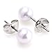 CrazyPiercing 5 Pairs Stud Pearl Earrings, Assorted Sizes Ball Stud Earrings, 4mm, 5mm, 6mm, 7mm, 8mm Round Ball Stainless Steel Earrings Pin