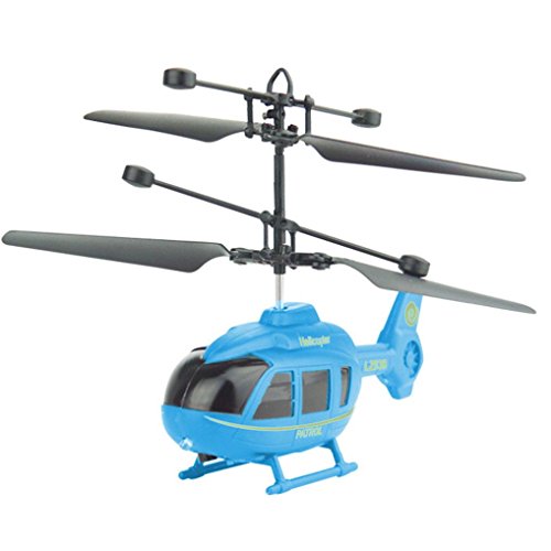 Flying Mini RC Infrared Induction Helicopter, Unpara Colorful Beautiful Dazzle Interesting Aircraft Flashing Light Toys For Kid (Blue)