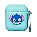 Punswan for Airpods 1 & 2 Charging Case,3D Cute Silicone Cartoon Airpod Charging Dock Cover,Character Design Air pod Girls Kids Women Soft Full Protective Skin Cases Carabiner Keychain (Lilo&Stitch)