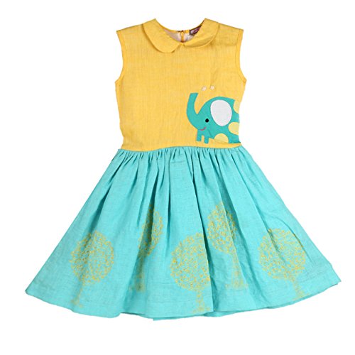 yellow and sky blue dress