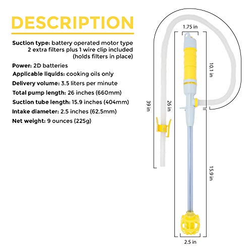 TERA PUMP Next Generation Cooking Oil Filter Pump (Battery Operated