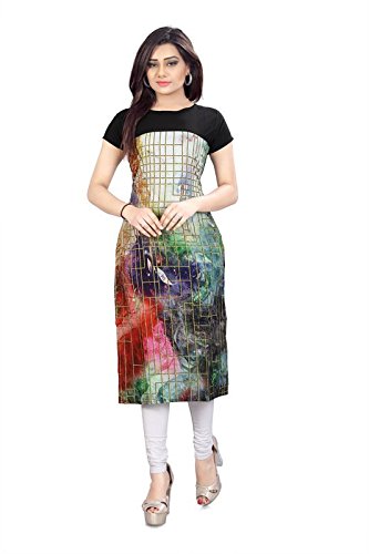 new ethnic 4 you woman's straight cut digital printed crepe kurti