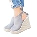 Younsuer Wedges Sandals For Womens Espadrille Platform Peep Toe Ankle Strap Mid Heel Suede Back Lace Up Sandals