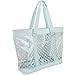 Eastsport Supreme Deluxe 100% Clear PVC Printed Large Tote with Free Large Wristlet, Icy Blue with Dots