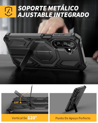 Lanhiem Magnetic Case for Samsung Galaxy A37 5G/A27 5G/A56 5G/A36 5G with Stand & 2 Screen Protector, [Compatible with MagSafe], Anti-Shock Military Grade Case for A37/A27/A56/A36, Black | Soporte Integrado, 2 Protector de Pantalla, Compatible con MagSafe, Antigolpes Militar Grado, Esquinas Reforzadas
