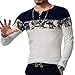 LOGEEYAR Men's Casual Slim Fit Long Sleeve Color Block Printing Henley T-Shirts Z-White