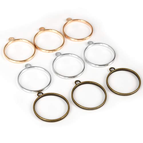 OBSEDE Round Open Bezel Pendants Charms Resin Molds for Jewelry Findings Pressed Flower Frame Hollow Trays 25mm 30pcs