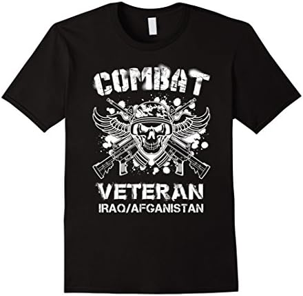 Men's Combat Veteran Iraq Afghanistan T Shirt, Veterans Day Shirt Large Black