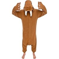 Unisex Adult Animal Pajamas - Plush One Piece Halloween Walrus Animal Costume Silver Lilly (Brown, Medium)