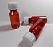 Lot of 6 Brand New Hard Round Travel Bottles 1 Ounce Amber RX Medicine Plastic Bottles w/Caps-Won't Crush Very Strong Wall and Strong Push-Down & Turn Caps. Perfect For Travel.