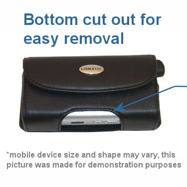 Belt Mounted Leather Case Custom Designed for the Garmin Approach G7 - Black Color with Removable Clip by Gomadic