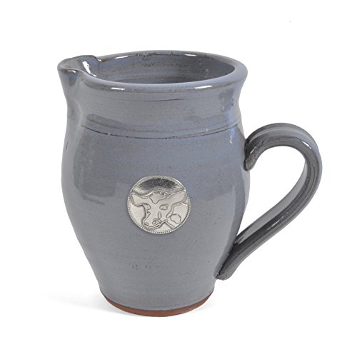 Oregon Stoneware Studio Creamer with Pewter Cow Faceplate, Light Blue
