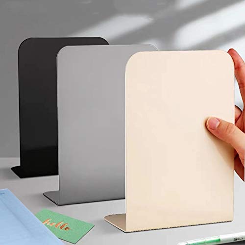 CY craft 4 Pieces Metal Bookends,Non-Skid Heavy Duty Book Ends,Bookends for Shelves,Office Book Holder and Book Stopper for Books/Movies/CDs,Apricot Color,8.1X5.3X3.95 Inch - Thumbnail 3