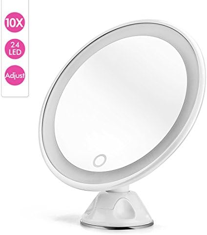 Motoraux Upgraded 10X Magnifying Lighted Makeup Mirror - Natural Daylight LED Bathroom or Desktop Vanity Mirror - Wireless, Compact and Portable Mirror