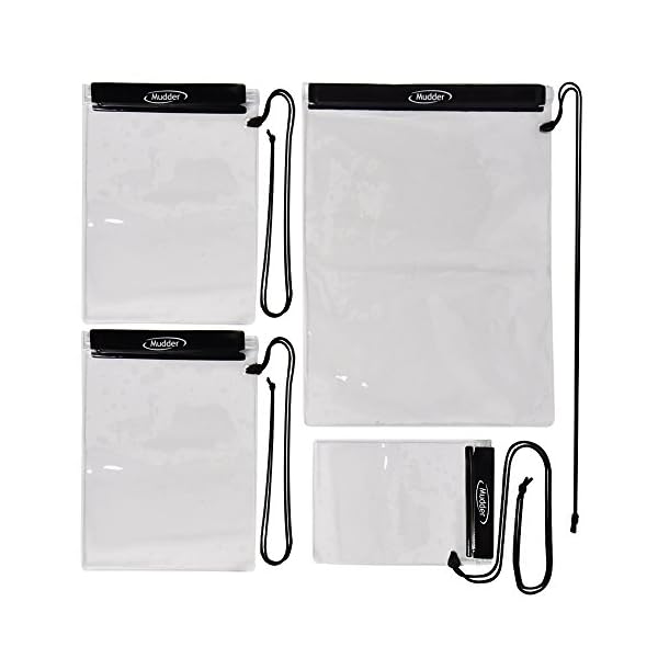 Mudder-Waterproof-Case-Bag-Pouch-for-Map-iPad-Camera-and-Phone-Transparent-4-Pack