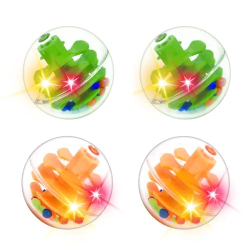WEofferwhatYOUwant LED Activity Balls – 4 Motion-Activated Light-Up Rattle Balls for Toddler STEM Towers – 1.8