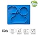 One-piece silicone placemat + plate for kids. No spill 3 Large sections for solids & liquids. Blue