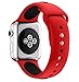 Soft Silicone Watch Band for Apple iWatch Sports/Editions Series 2/Series 1 Sport Style Replacement Watchband Strap Stripe Contrast Color Wristbands (Black/Red, 38mm)