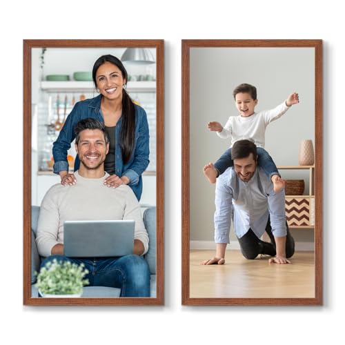Renditions Gallery Set of 2 8x16 Custom Photo Prints with Real Wood Picture Frames. Create Personalized Photos with Peel & Stick Photo Frames. Brown Frame - LT624 at Amazon