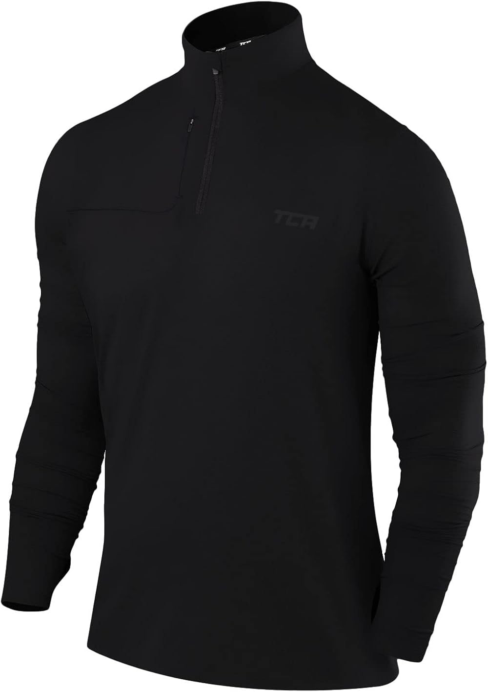 TCA Fusion Long Sleeve Running Top Men 1/4 Zip Black S