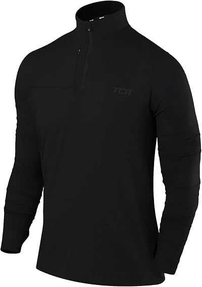 TCA Fusion Long Sleeve Running Top Men 1/4 Zip Black S