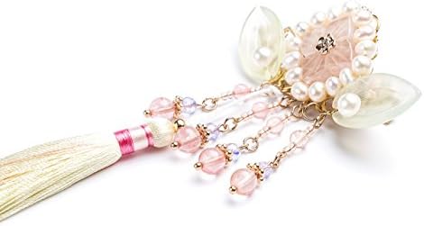 JasminessHandmade-Chinese Traditional Vintage Customized han-wedding cosplay Hairpin-lolita style-Handmde with carved Pink Crystal/green jade