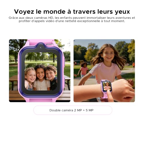 DOOGEEEco Anyscene S3 Children's GPS Smart Watch, 1.72 Inch HD Screen, 4G LTE Video Calls, IP68 Waterproof, 16 GB Memory, 900 mAh Battery, Pedometer Alarm Clock Games Birthday Gift, Pink