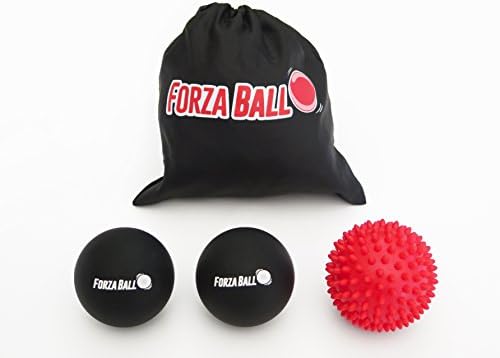 Lacrosse Balls Massage Set (2 Lacrosse and 1 Spiky) by Forza Ball - Free Bag - Foot and Back Roller for Muscle Pain, Deep Tissue Trigger Point Massager, Plantar Fasciitis, Mobility Therapy Equipment