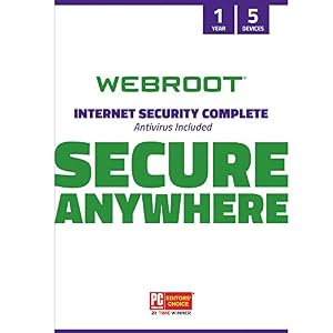 Webroot Internet Security Complete 2022 | Antivirus Software against Computer Virus, Malware, Phishing and more | 5-Device | 1-Year Protection | Keycard