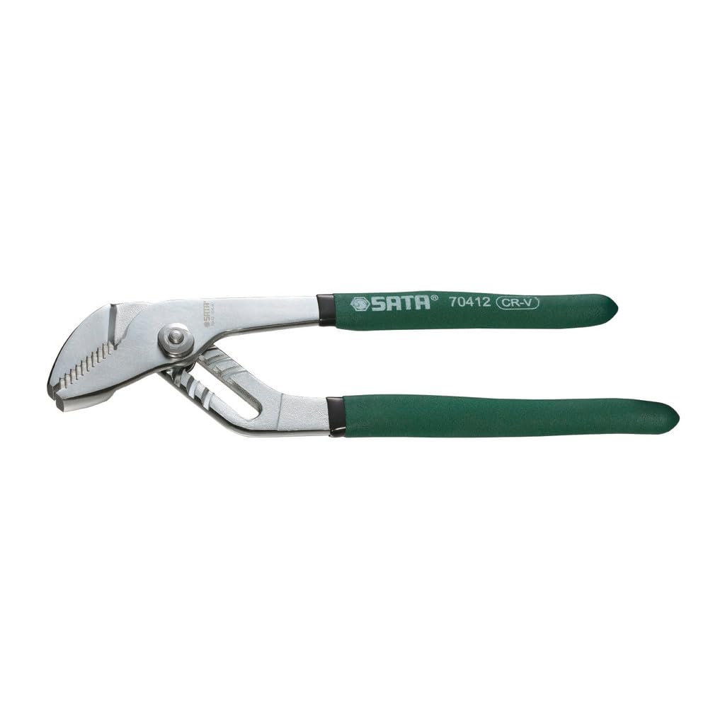 SATA ST70411ST 8-Inch Straight Jaw Tongue and Groove/Waterpump Pliers, with Chrome Vanadium Steel Body and Dipped Handles
