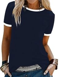 Remidoo Womens Ringer Tee Crew Neck Color Block