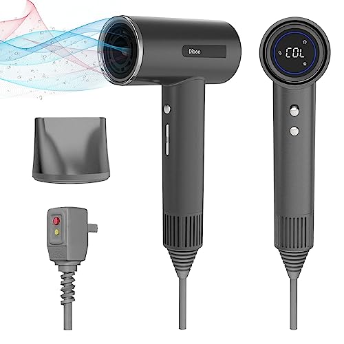 Dibea T20 Professional Hair Dryer, 200 Million Ionic Blow Dryer with 110000 RPM High Speed 1600W Brushless Motor, Fast Drying, 6 Temps & 4 Speeds & Cool-Shot, Women/Travel/Salon, Black