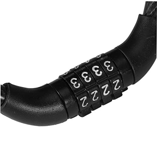 Baynne Manganese Steel + PVC + ABS Black 1200mm8mm(L x Dia) 4 Digit Combination Password Bike Bicycle Lock Steel Wire Security Cable