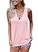 FARYSAYS Women's Summer Sleeveless V Neck Lace Up Criss Cross Cami Tank Tops,Pink,(US 8-10)M