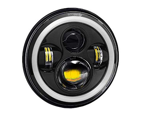 JT Auto 7 Inch 4 LED Headlight with Dual DRL Color Suitable for Royal Enfield (White and Black) JT Auto 7 Inch 4 LED Headlight with Dual DRL Color Suitable for Royal Enfield (White and Black)