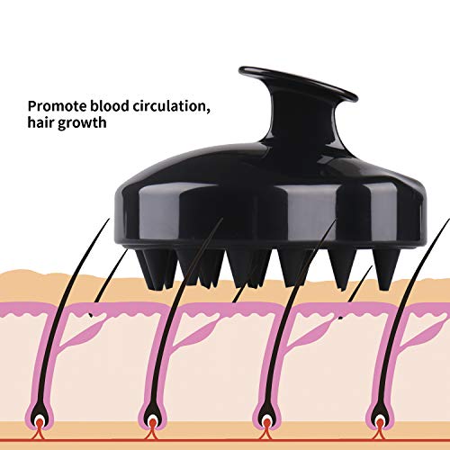Hair Scalp Massager, BEAUTLOHAS. Shampoo Brush, Scalp Scrubber and Dandruff Brush for Scalp Care Hair Cleaning Shower, Neck and Body Massager, Soft Silicone Comb for Men, Women, Kids and Pets (Black)