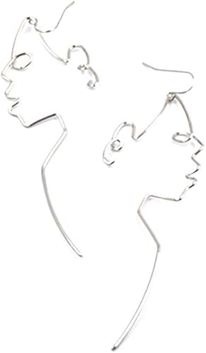 Amazon Co Jp スタイリッシュで人気のある女性のための白い顔ブラブラワイヤーピアス女の子芸術的なアウトラインロングピアス ジュエリー