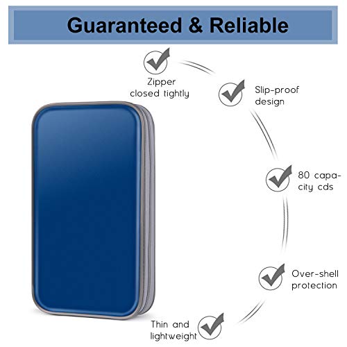 Fanspack CD Case, 80 Capacity DVD Storage DVD Case VCD Wallet Storage Organizer Plastic Protective CD Case Holder (Blue)