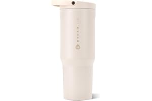 HydroJug Sport 32 oz Insulated Stainless Steel Water Bottle, Cream | Triple wall insulated, circular flip straw, leak-resista