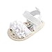 Kuner Baby Girls Cotton Bowknot Flowers Non-slip Outdoor Toddler Summer Sandals First Walkers Shoes (13cm(12-18months), White Flowers)